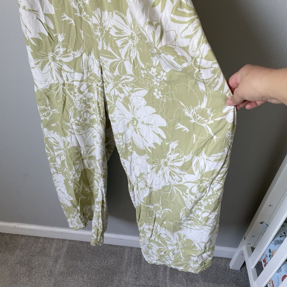 American Eagle Jumpsuit Tropical Floral Print Green White Backless Women's Large - Picture 7 of 13
